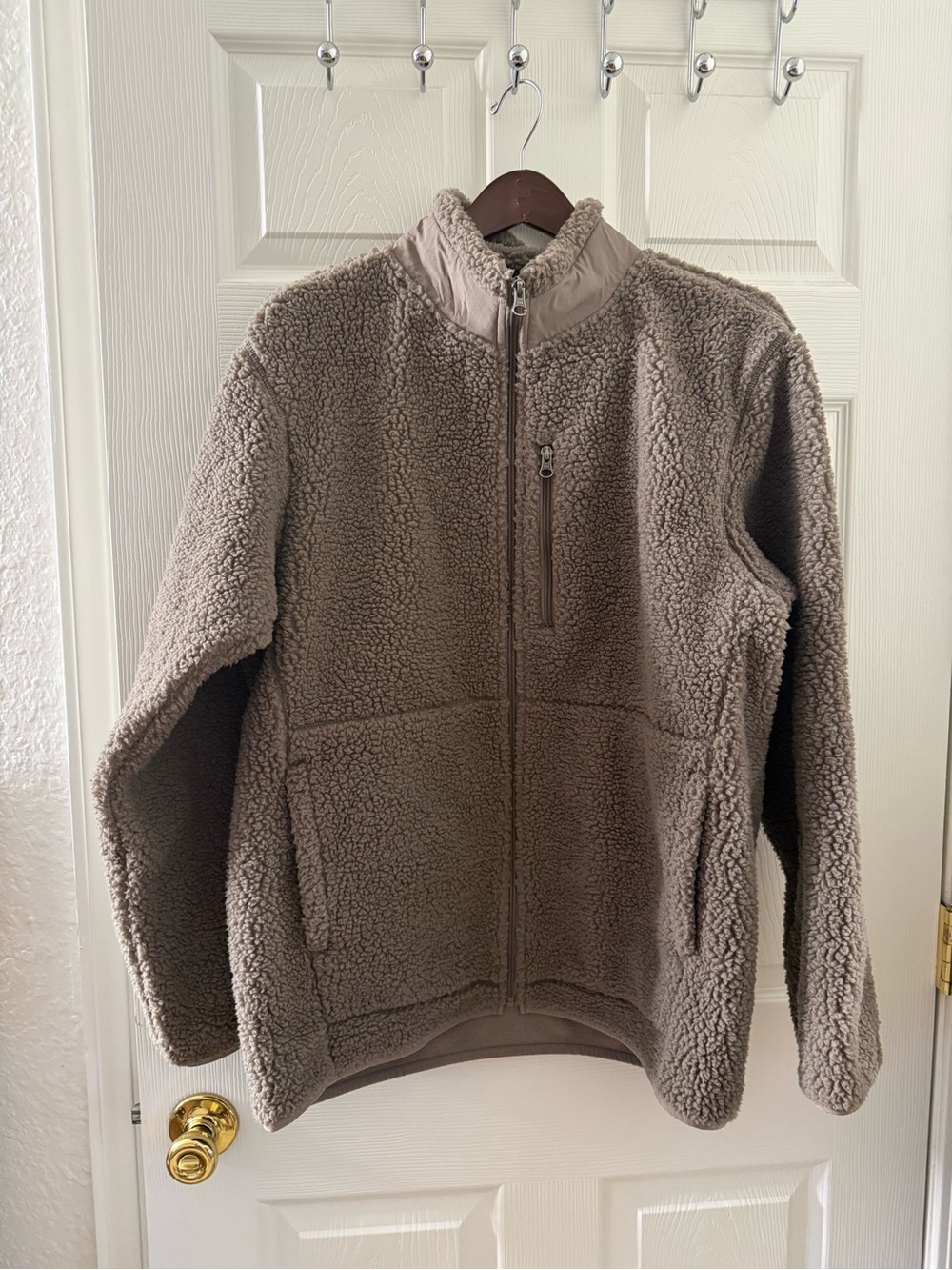 Muji Brown Taupe Sherpa Zip-Up Jacket